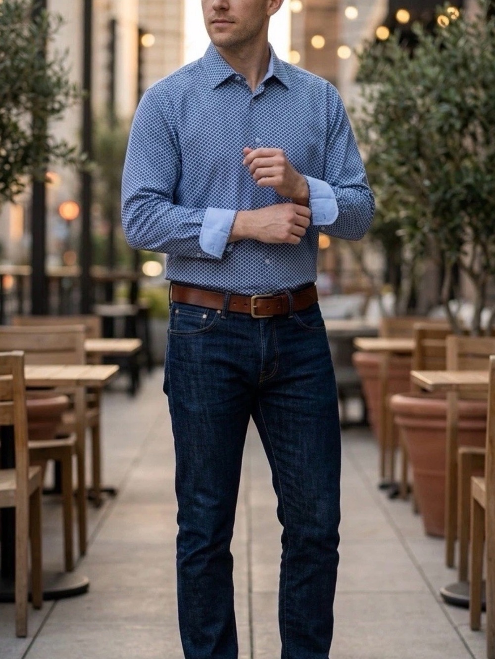 Buffalo David Bitton White Shirt with Black Floral Print